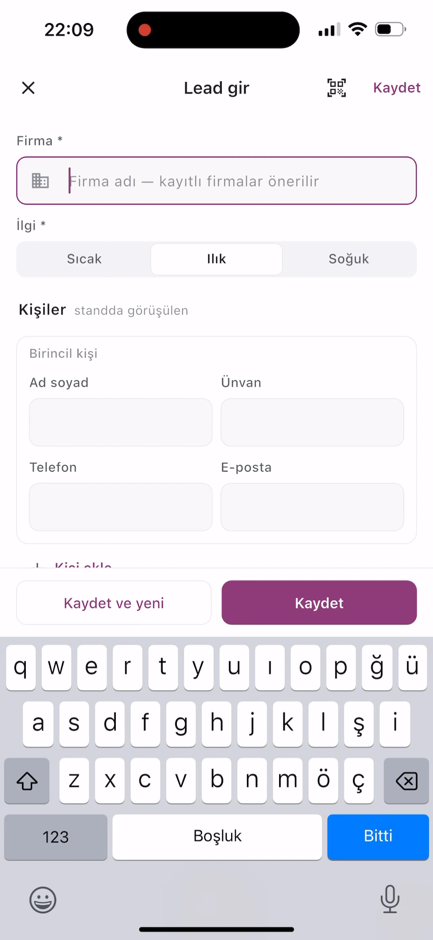 Fuar standında yakalayın — Solk ekranı, örnek veri